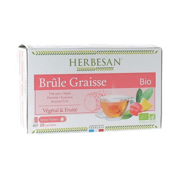 Infusion Brûle graisses bio Herbesan - boîte de 20 sachets