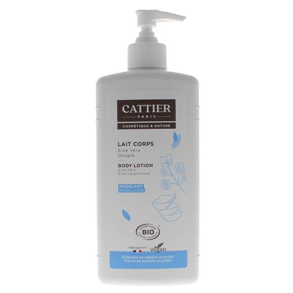 Lait corps modelant aloé vera et onagre bio Cattier - flacon-pompe de 500 ml