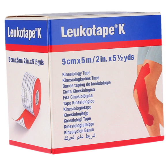 Leukotape K bande adhésive taping élastique rouge BSN médical - bande de 5cm x 5m