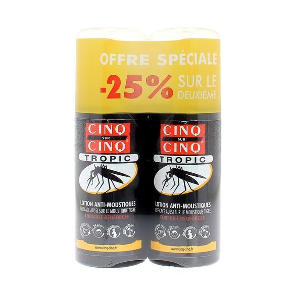 Lotion anti-moustiques Tropic Cinq sur Cinq - lot de 2 sprays de 75 ml