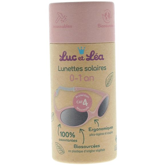 Lunettes solaires biosourcées catégorie 4 0-1 an rose poudré Luc et Léa - 1 paire de lunettes