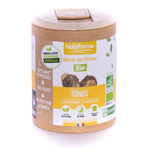 Maca Bio Ecoresponsable Nat&Form - boite de 200 gélules