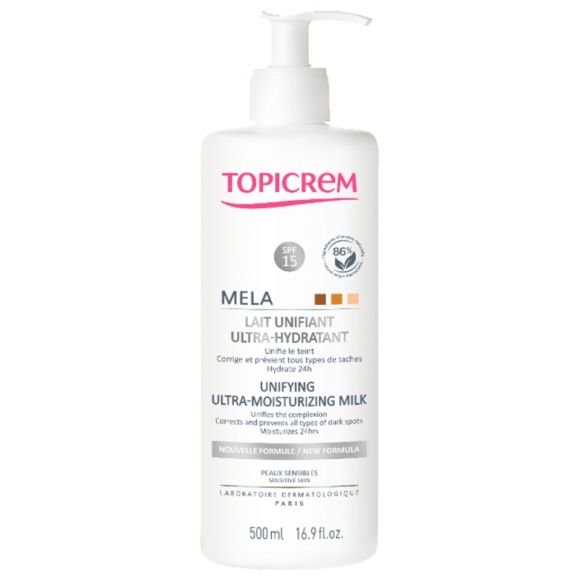 Mela Lait unifiant ultra-hydratant Topicrem - flacon-pompe de 500ml