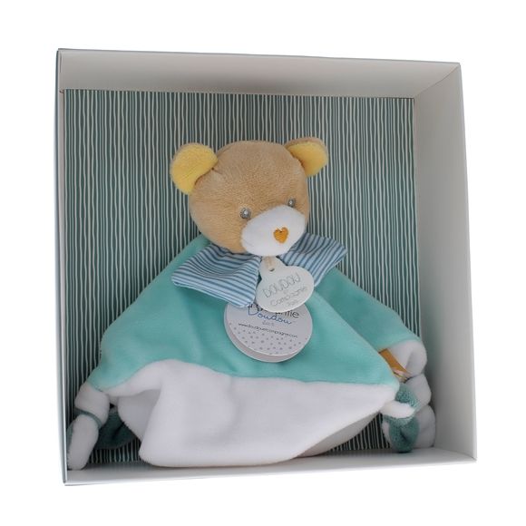 Mini doudou ours bleu Doudou et compagnie - boîte avec doudou de 20 cm