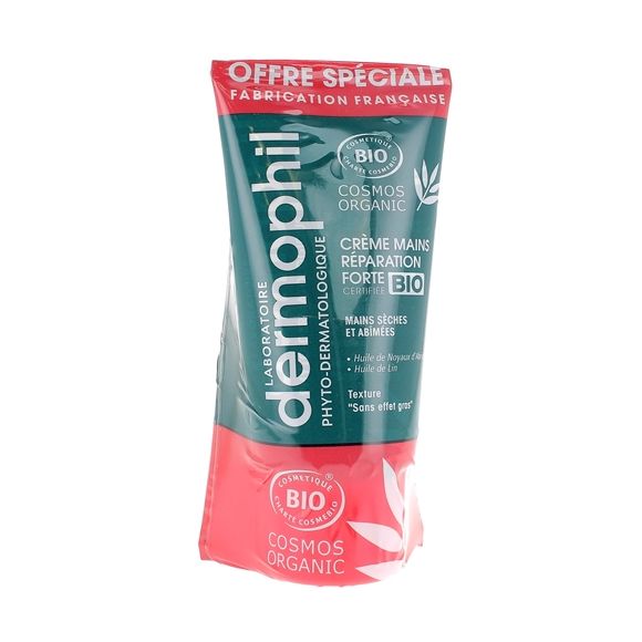 Crème mains réparation forte bio Dermophil Indien - lot de 2 tubes de 75 ml