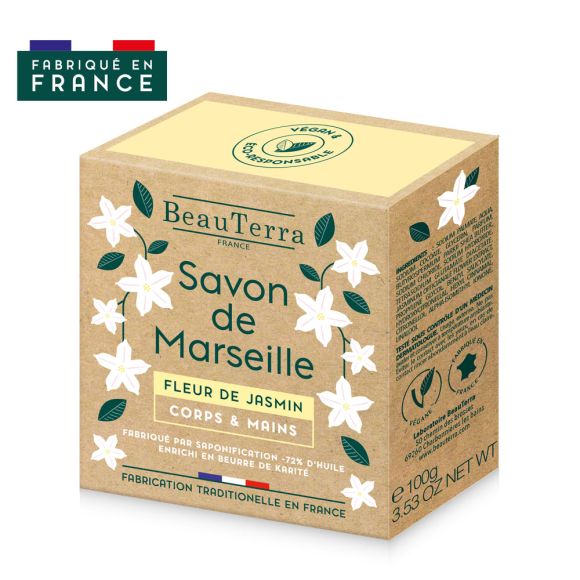 Savon de marseille fleur de jasmin Beauterra - Pain de 100 g