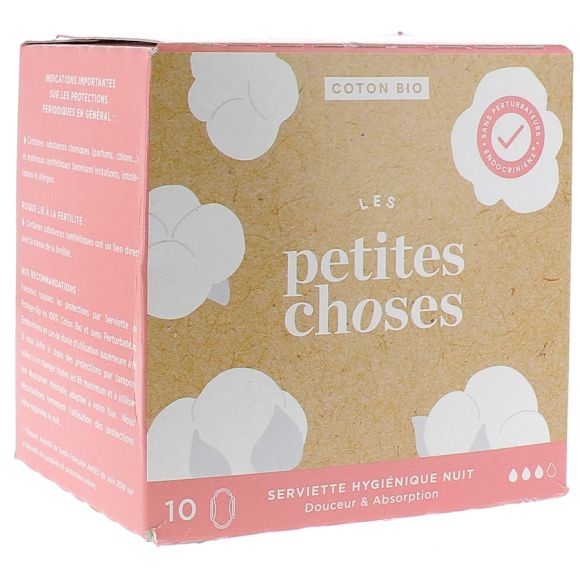 Serviette Hygiénique Nuit Bio Les Petites Choses - boîte de 10 serviettes