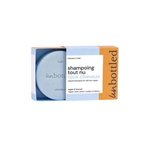 Shampoing solide tout nu tous types de cheveux Unbottled - pain de 75g