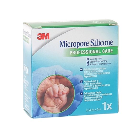 Sparadrap silicone Micropore 3M - bande de 25 mm x 5 m