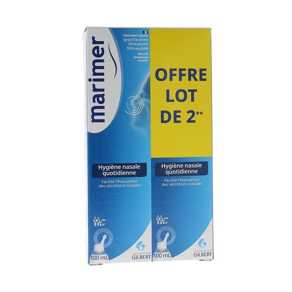 Spray hygiène nasale quotidienne eau de mer 9% Marimer - lot de 2x100ml