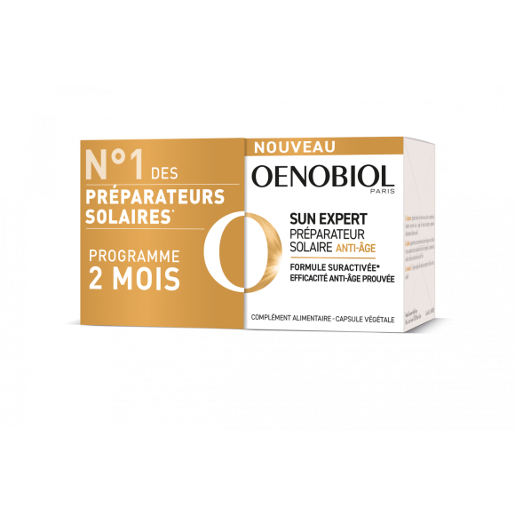 Sun Expert Préparateur solaire anti-âge Oenobiol - lot de 2 pots de 30 capsules