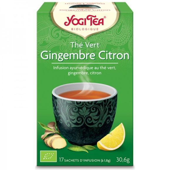 Thé vert gingembre citron BIO Yogi Tea - boite de 17 sachets 
