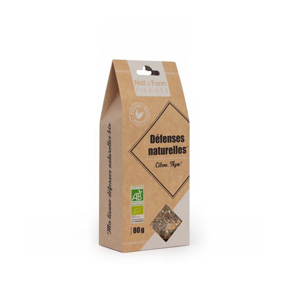 Tisane Défenses Naturelles citron, thym Bio Nat & Form - sachet de 80 g