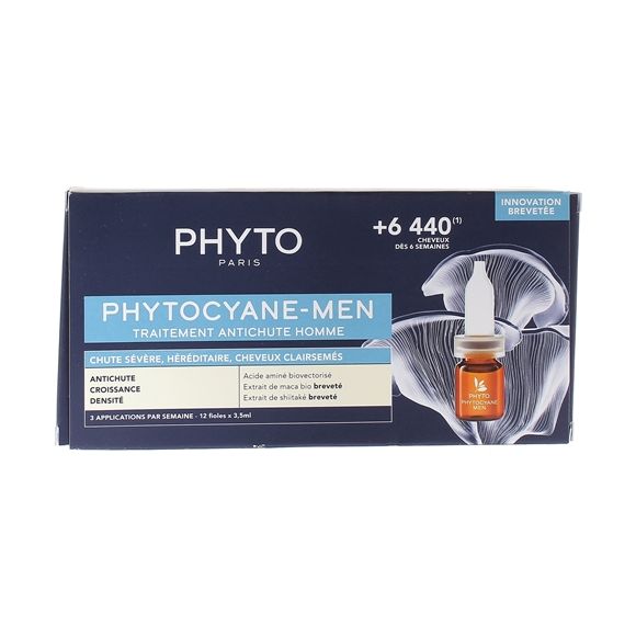 Phytocyane-men traitement anti-chute homme Phyto - boite 12 fioles x 3,50 ml