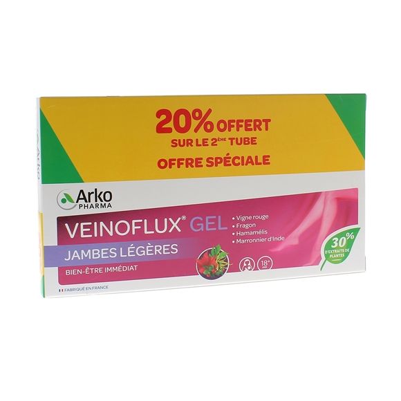 Veinoflux gel jambes légères Arkopharma - 2 tubes de 150 ml