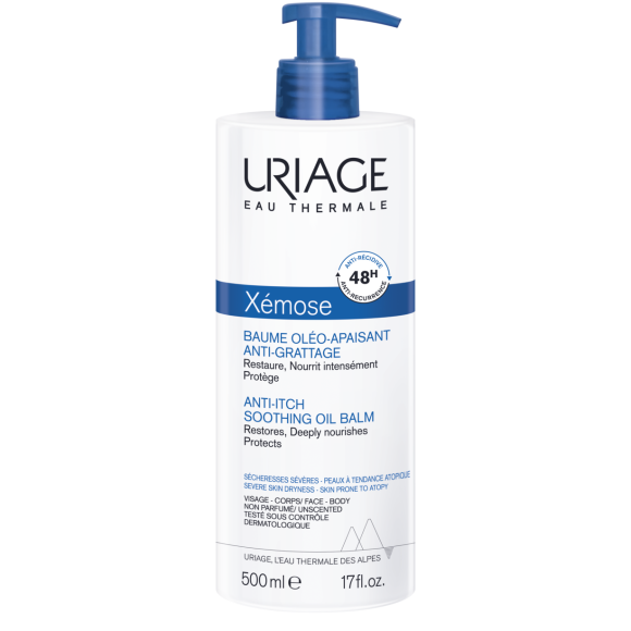 Xémose baume oléo-apaisant anti-grattage Uriage - flacon pompe de 500 ml