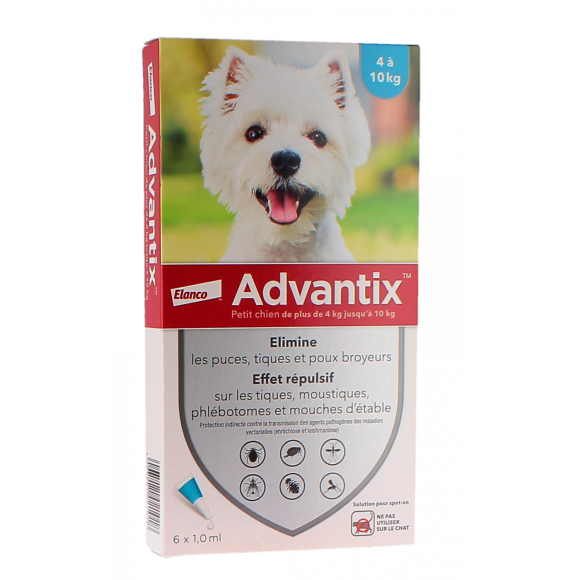 Advantix petit chien de 4 à 10 kg Bayer - boite de 6 pipettes