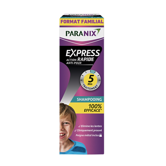 Shampooing express action rapide anti-poux Paranix - flacon de 300ml + peigne