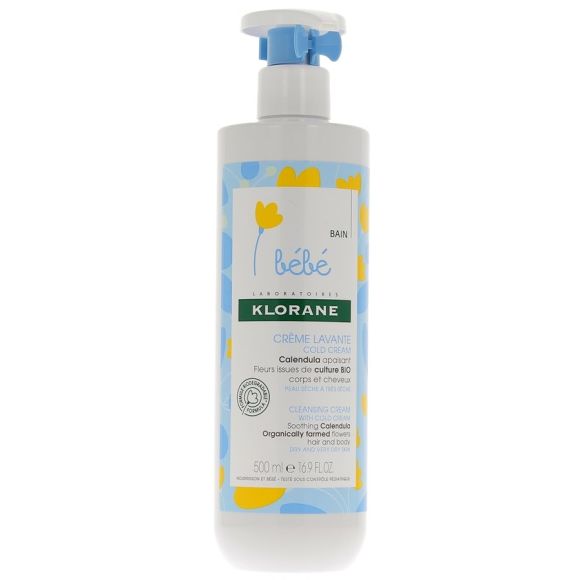 Crème lavante Cold Cream Klorane Bébé - flacon de 500 ml