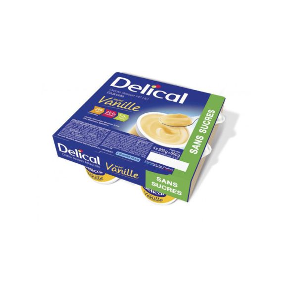 Delical crème dessert sans sucre vanille - 4 pots de 200g