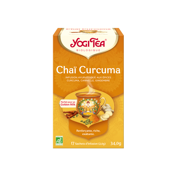 Infusion Chaï Curcuma bio Yogi Tea - boite de 17 sachets