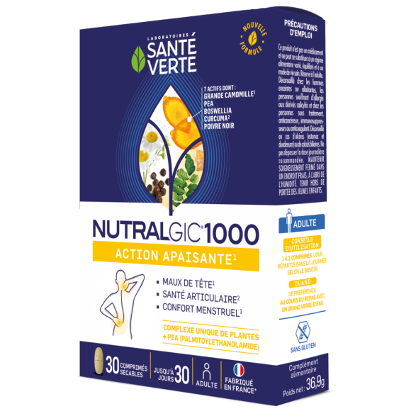 Nutralgic 1000 action apaisante Santé verte - boîte de 30 comprimés