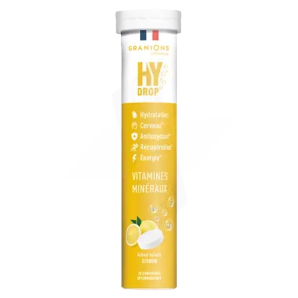 Hydrop solution d'hydratation arôme citron Granions - tube de 20 comprimés effervescents 