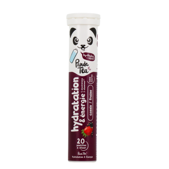Pastilles hydratation et énergie goût cassis fraise Panda Tea - 20 pastilles effervescentes