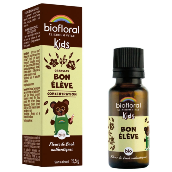 Bon élève enfant bio fleurs de bach granules Biofloral - flacon de 19,5g