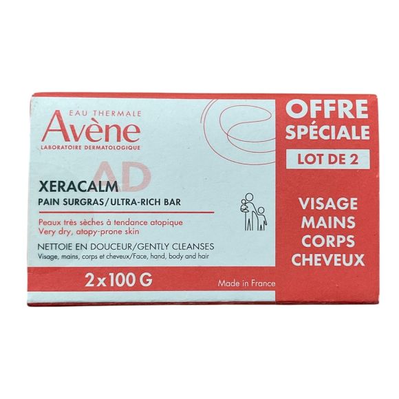 XeraCalm A.D Pain nettoyant surgras Avène - lot de 2 pains de 100g