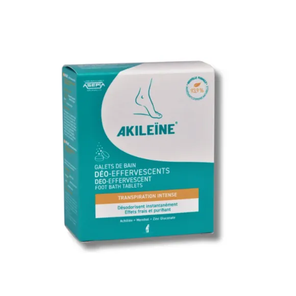 Galets de bain déo-effervescents Akileïne - boite de 6 galets de 12g
