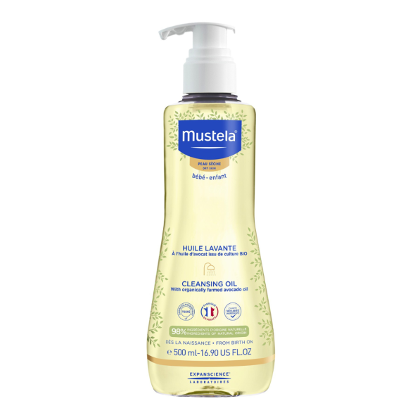 Huile lavante bébé enfant peau sèche Mustela - flacon-pompe de 500 ml