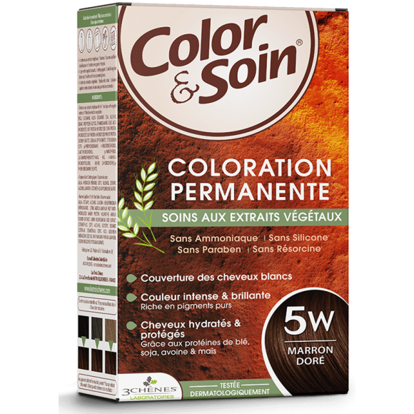 Color & soin coloration permanente marron doré 5W Les 3 chênes - 1 kit