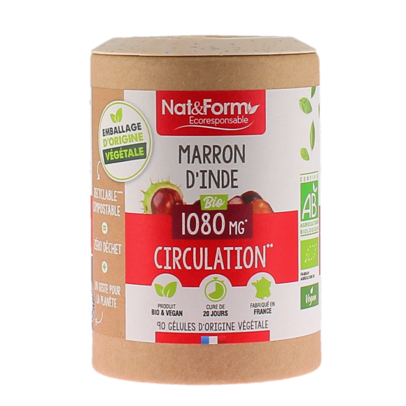 Marron d'Inde bio Circulation Nat&Form - pot de 90 gélules