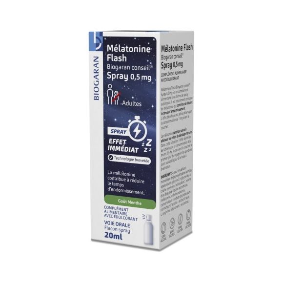 Mélatonine flash spray 0,5mg Biogaran - flacon spray de 20ml