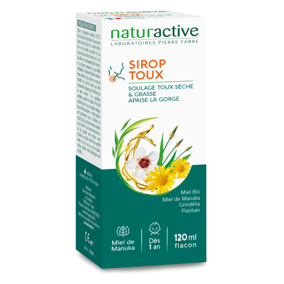 Sirop toux sèche & grasse dès 1 an Naturactive - flacon de 120ml