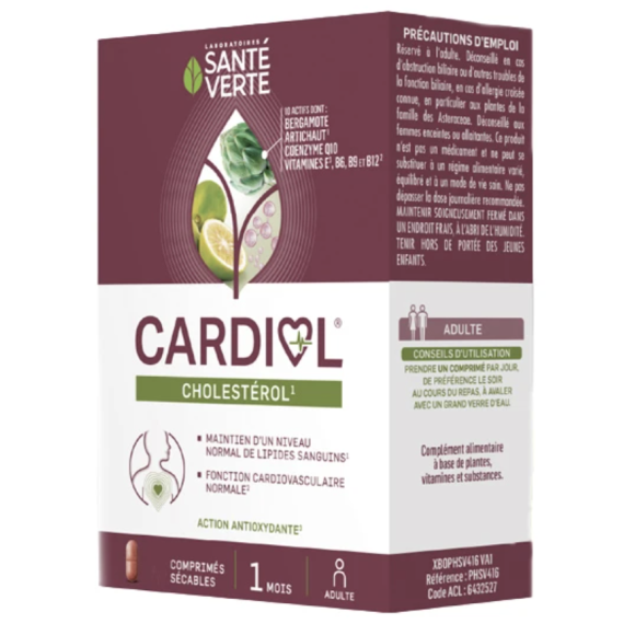 Cardiol Cholestérol Santé Verte - boîte de 60 comprimés sécables