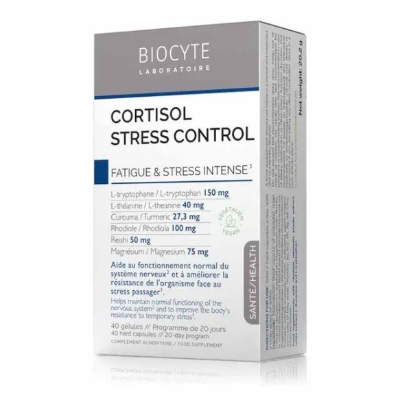 Cortisol Stress Control fatigue et stress intense Biocyte - boite de 40 gélules