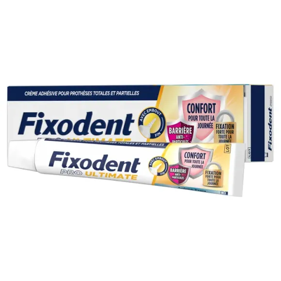 Pro Ultimate crème adhésive prothèses totales et partielles goût neutre Fixodent - tube de 40g