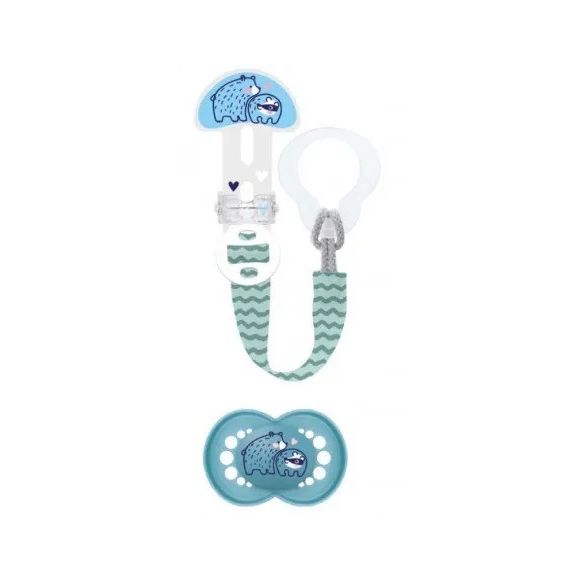 Sucette & attache-sucette silicone 6 mois+ Mam - attache sucette + sucette
