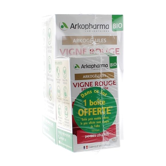 Arkogélules Vigne rouge bio Arkopharma - boîte de 150 gélules + 45 gélules offertes