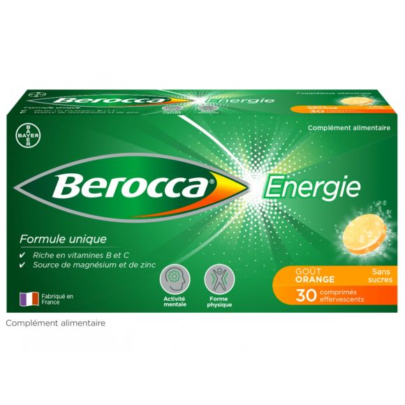 Berocca Energie Orange Vitamine B et C, magnésium et Zinc 30 comprimés effervescents