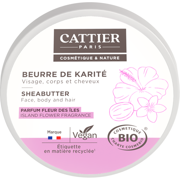Beurre de Karité parfum fleurs des îles bio Cattier - pot 100 g