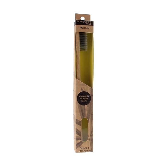Brosse à dents medium en bambou Bicare Plus Gifrer - une brosse à dents