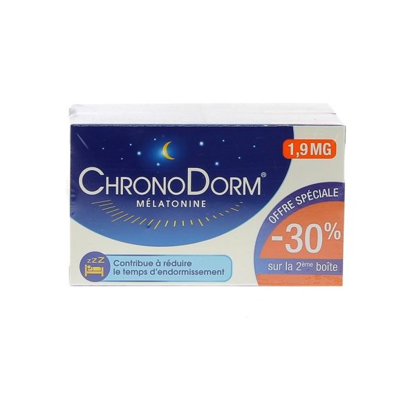 ChronoDorm Mélatonine 1.9 mg Laboratoire Iprad - lot de 2 boîtes de 30 comprimés