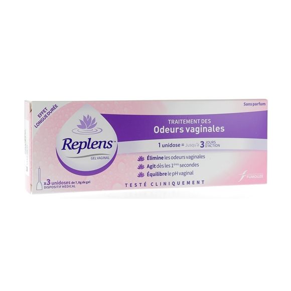 Gel vaginal traitement des odeurs vaginales Replens - boîte de 3 unidoses