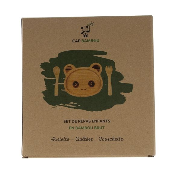 Set repas pour enfant en bambou Cap Bambou - boîte contenant 3 produits