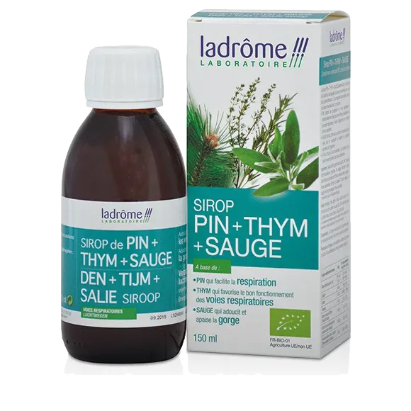 Sirop de pin thym et sauge bio Ladrôme - flacon de 150ml
