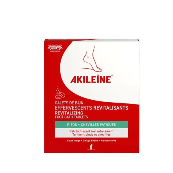 Galets de bain effervescents revitalisants Akileïne - boîte de 6 galets