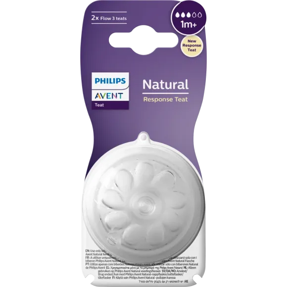 Natural Response Tétine natural 2 trous débit lent 1 mois + Avent - 2 tétines